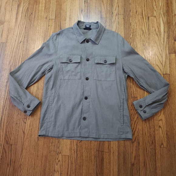 Faherty Reserve Mens Linen Blend Button Down Shirt Size M Double Pocket - Picture 1 of 7